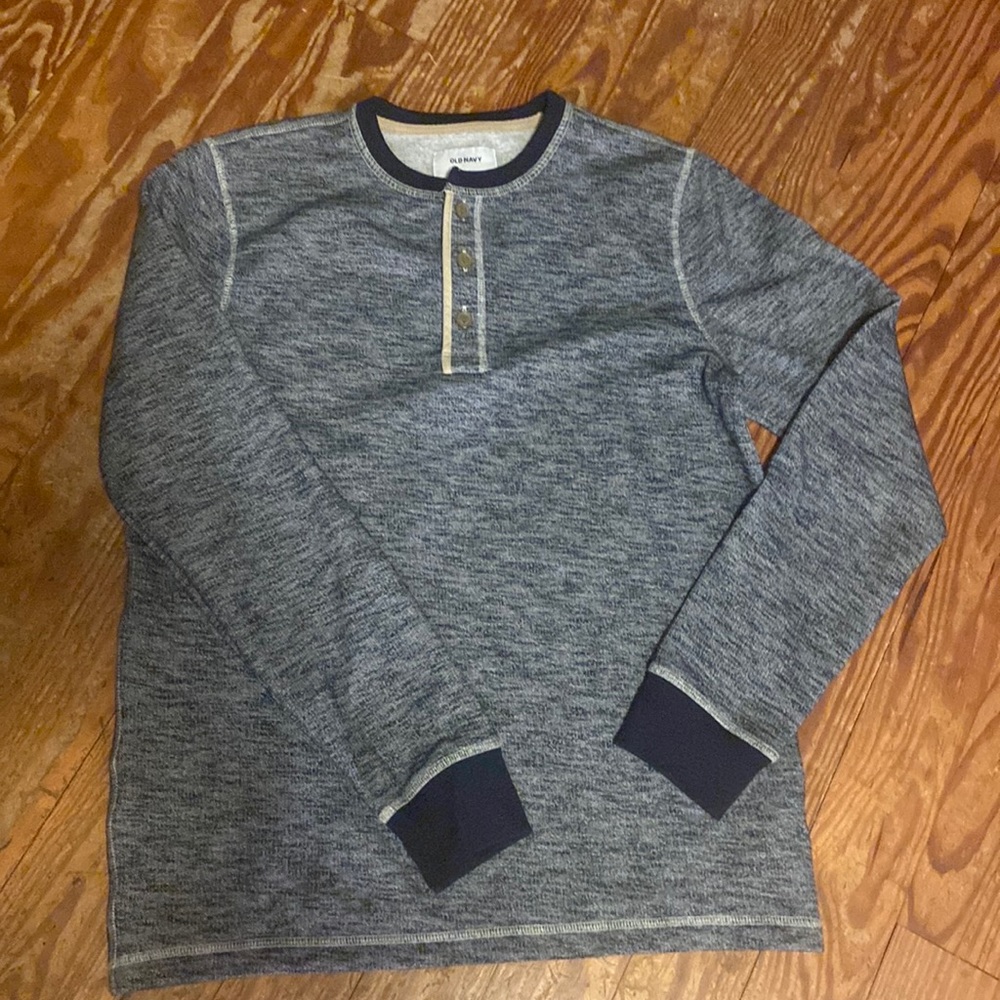 Cozy Henley.  Navy with blue accent pr with old navy pants in bundle